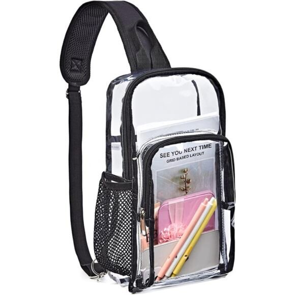 Clear Sling Bag, Clear Bag Stadium Approved, Large Capacity Shoulder Backpack - Picture 3 of 8